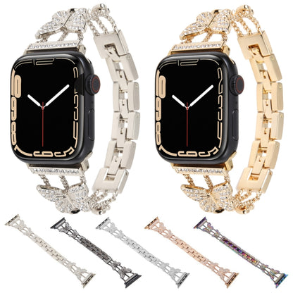 Butterfly Metal Diamond Watch Band For Apple Watch Ultra 49mm&Watch Ultra 2 49mm / Series 9&8&7 45mm / SE 3&SE 2&6&SE&5&4 44mm / 3&2&1 42mm(Black) by bashfashion