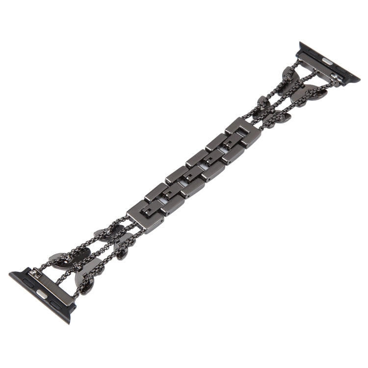 Butterfly Metal Diamond Watch Band For Apple Watch Series 9&8&7 41mm / SE 3&SE 2&6&SE&5&4 40mm / 3&2&1 38mm(Black) by bashfashion