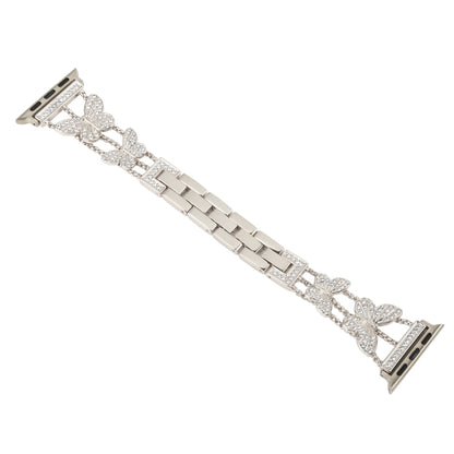 Butterfly Metal Diamond Watch Band For Apple Watch Series 9&8&7 41mm / SE 3&SE 2&6&SE&5&4 40mm / 3&2&1 38mm(Starlight) by bashfashion
