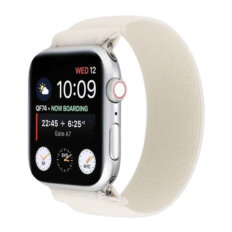 Elastic Nylon Braid Watch Band For Apple Watch Series 9&8&7 41mm / SE 3&SE 2&6&SE&5&4 40mm / 3&2&1 38mm(White) by bashfashion