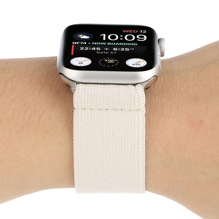 Elastic Nylon Braid Watch Band For Apple Watch Series 9&8&7 41mm / SE 3&SE 2&6&SE&5&4 40mm / 3&2&1 38mm(White) by bashfashion