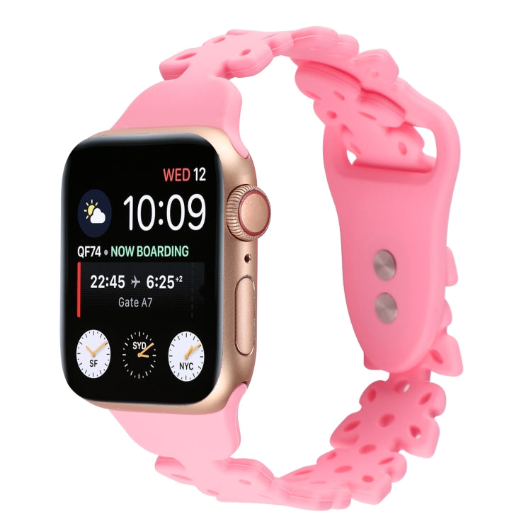 Butterfly Hollow Silicone Watch Band For Apple Watch Ultra 49mm&Watch Ultra 2 49mm / Series 9&8&7 45mm / SE 3&SE 2&6&SE&5&4 44mm / 3&2&1 42mm(Rose Pink) by bashfashion