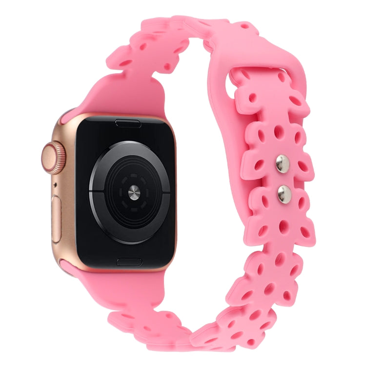 Butterfly Hollow Silicone Watch Band For Apple Watch Ultra 49mm&Watch Ultra 2 49mm / Series 9&8&7 45mm / SE 3&SE 2&6&SE&5&4 44mm / 3&2&1 42mm(Rose Pink) by bashfashion