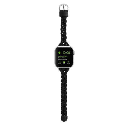 Single Elastic Nylon Braid Watch Band For Apple Watch Series 9&8&7 41mm / SE 3&SE 2&6&SE&5&4 40mm / 3&2&1 38mm(Black) by bashfashion