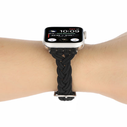 Single Elastic Nylon Braid Watch Band For Apple Watch Series 9&8&7 41mm / SE 3&SE 2&6&SE&5&4 40mm / 3&2&1 38mm(Black) by bashfashion