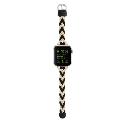 Single Elastic Nylon Braid Watch Band For Apple Watch Series 9&8&7 41mm / SE 3&SE 2&6&SE&5&4 40mm / 3&2&1 38mm(Black Apricot) by bashfashion