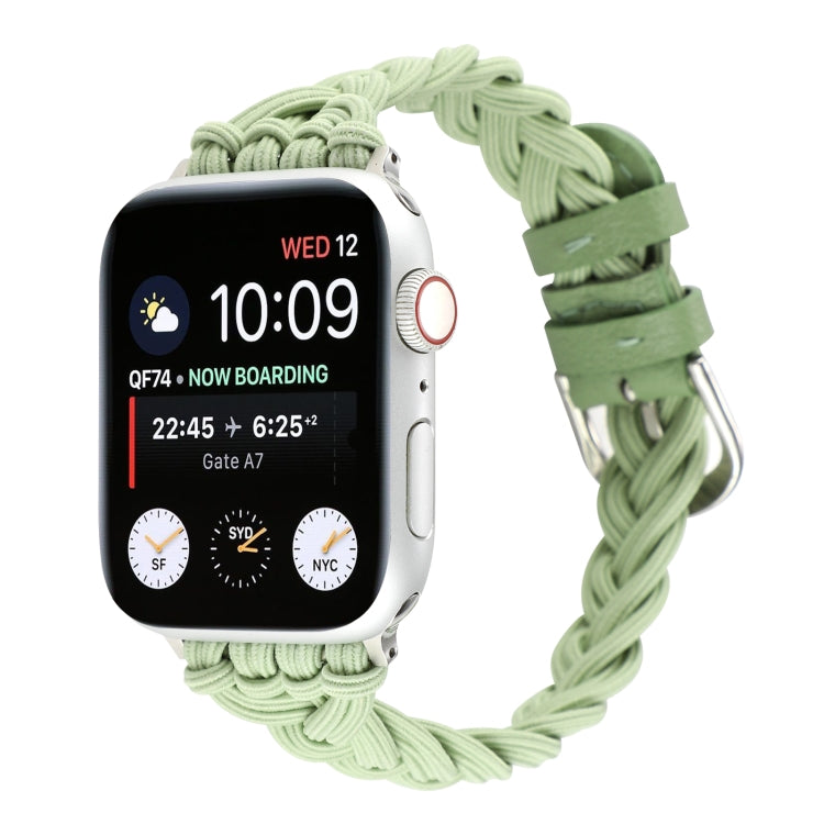 Single Elastic Nylon Braid Watch Band For Apple Watch Series 9&8&7 41mm / SE 3&SE 2&6&SE&5&4 40mm / 3&2&1 38mm(Green) by bashfashion