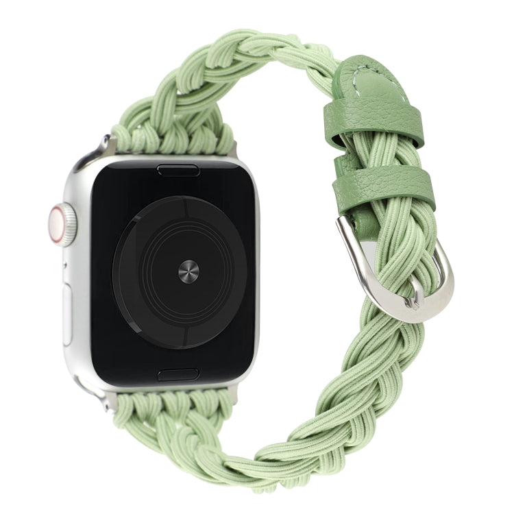 Single Elastic Nylon Braid Watch Band For Apple Watch Series 9&8&7 41mm / SE 3&SE 2&6&SE&5&4 40mm / 3&2&1 38mm(Green) by bashfashion