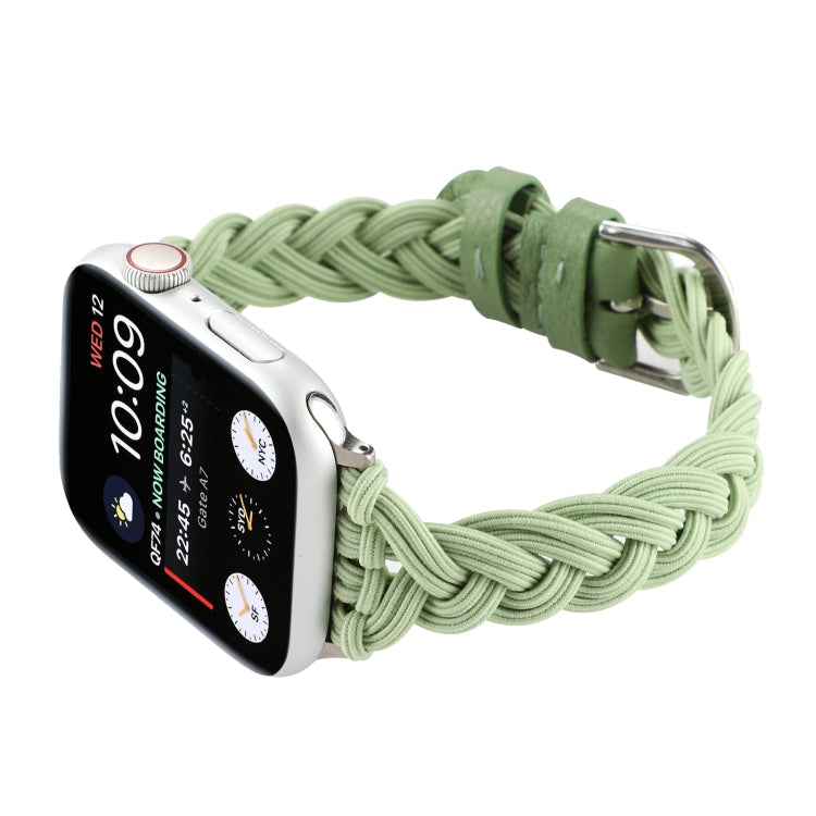 Single Elastic Nylon Braid Watch Band For Apple Watch Series 9&8&7 41mm / SE 3&SE 2&6&SE&5&4 40mm / 3&2&1 38mm(Green) by bashfashion