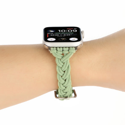 Single Elastic Nylon Braid Watch Band For Apple Watch Series 9&8&7 41mm / SE 3&SE 2&6&SE&5&4 40mm / 3&2&1 38mm(Green) by bashfashion
