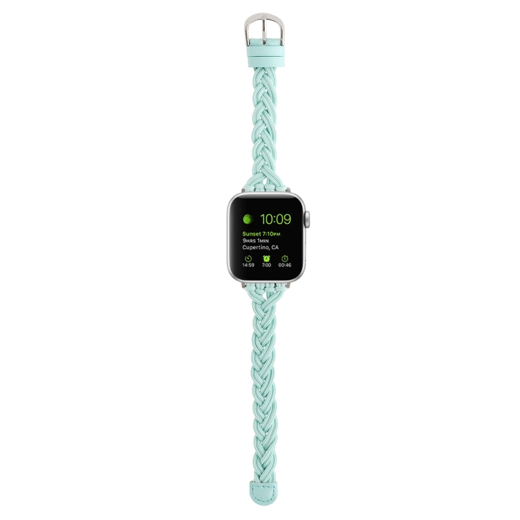 Single Elastic Nylon Braid Watch Band For Apple Watch Series 9&8&7 41mm / SE 3&SE 2&6&SE&5&4 40mm / 3&2&1 38mm(Teal Green) by bashfashion