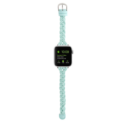 Single Elastic Nylon Braid Watch Band For Apple Watch Series 9&8&7 41mm / SE 3&SE 2&6&SE&5&4 40mm / 3&2&1 38mm(Teal Green) by bashfashion