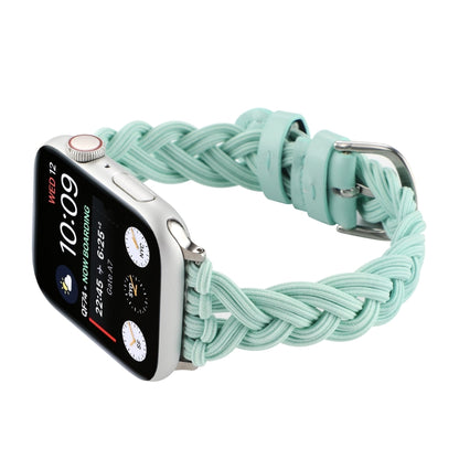 Single Elastic Nylon Braid Watch Band For Apple Watch Series 9&8&7 41mm / SE 3&SE 2&6&SE&5&4 40mm / 3&2&1 38mm(Teal Green) by bashfashion
