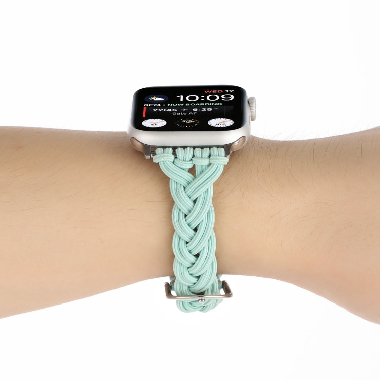 Single Elastic Nylon Braid Watch Band For Apple Watch Series 9&8&7 41mm / SE 3&SE 2&6&SE&5&4 40mm / 3&2&1 38mm(Teal Green) by bashfashion