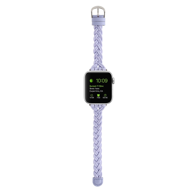 Single Elastic Nylon Braid Watch Band For Apple Watch Series 9&8&7 41mm / SE 3&SE 2&6&SE&5&4 40mm / 3&2&1 38mm(Purple) by bashfashion