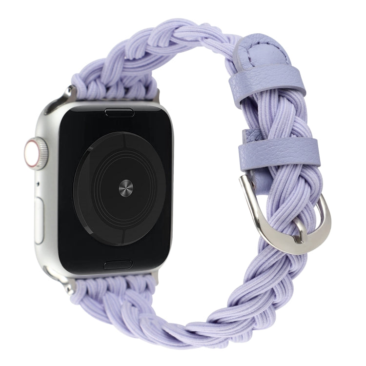 Single Elastic Nylon Braid Watch Band For Apple Watch Series 9&8&7 41mm / SE 3&SE 2&6&SE&5&4 40mm / 3&2&1 38mm(Purple) by bashfashion