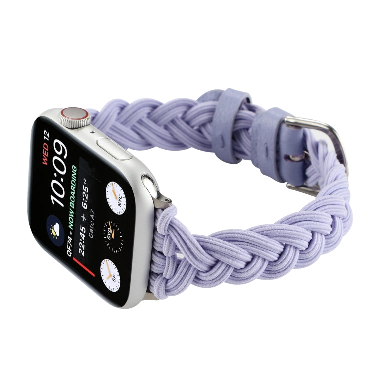 Single Elastic Nylon Braid Watch Band For Apple Watch Series 9&8&7 41mm / SE 3&SE 2&6&SE&5&4 40mm / 3&2&1 38mm(Purple) by bashfashion