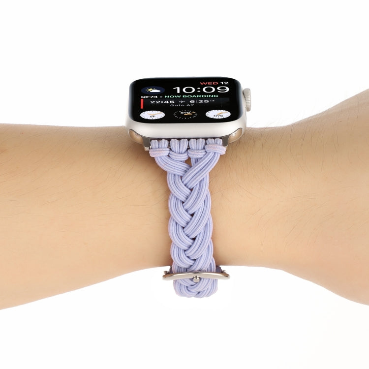 Single Elastic Nylon Braid Watch Band For Apple Watch Series 9&8&7 41mm / SE 3&SE 2&6&SE&5&4 40mm / 3&2&1 38mm(Purple) by bashfashion