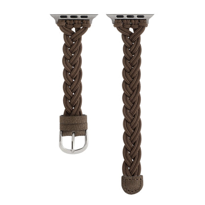 Single Elastic Nylon Braid Watch Band For Apple Watch Series 9&8&7 41mm / SE 3&SE 2&6&SE&5&4 40mm / 3&2&1 38mm(Brown) by bashfashion