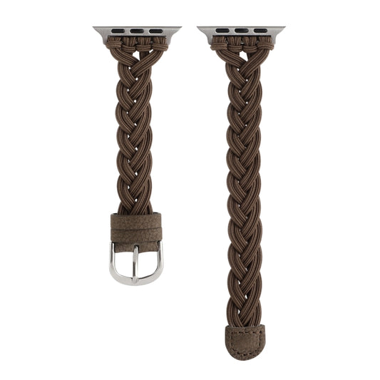 Single Elastic Nylon Braid Watch Band For Apple Watch Series 9&8&7 41mm / SE 3&SE 2&6&SE&5&4 40mm / 3&2&1 38mm(Brown) by bashfashion