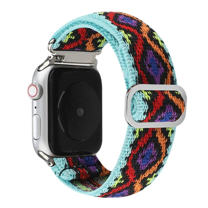 For Apple Watch Ultra 49mm&Watch Ultra 2 49mm / Series 9&8&7 45mm / SE 3&SE 2&6&SE&5&4 44mm / 3&2&1 42mm Buckle Elastic Nylon Watch Band(Purple Rhombus) by bashfashion
