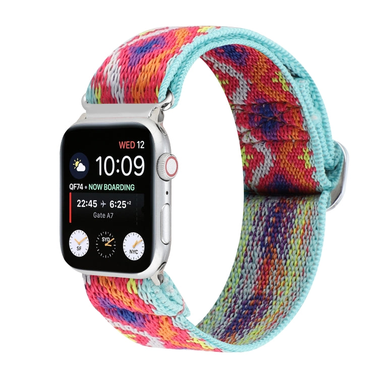 For Apple Watch Ultra 49mm&Watch Ultra 2 49mm / Series 9&8&7 45mm / SE 3&SE 2&6&SE&5&4 44mm / 3&2&1 42mm Buckle Elastic Nylon Watch Band(Red Rhombus) by bashfashion