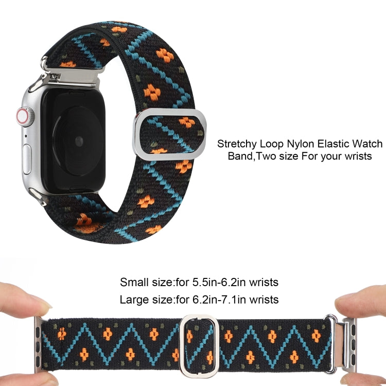 For Apple Watch Ultra 49mm&Watch Ultra 2 49mm / Series 9&8&7 45mm / SE 3&SE 2&6&SE&5&4 44mm / 3&2&1 42mm Buckle Elastic Nylon Watch Band(Black Green) by bashfashion