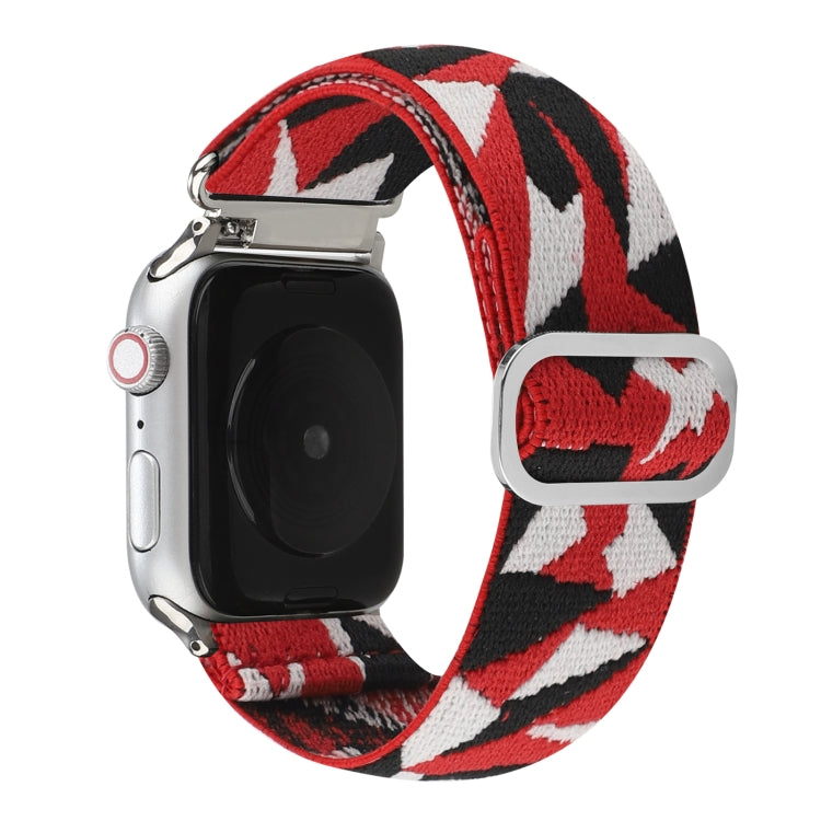 For Apple Watch Ultra 49mm&Watch Ultra 2 49mm / Series 9&8&7 45mm / SE 3&SE 2&6&SE&5&4 44mm / 3&2&1 42mm Buckle Elastic Nylon Watch Band(Red White) by bashfashion
