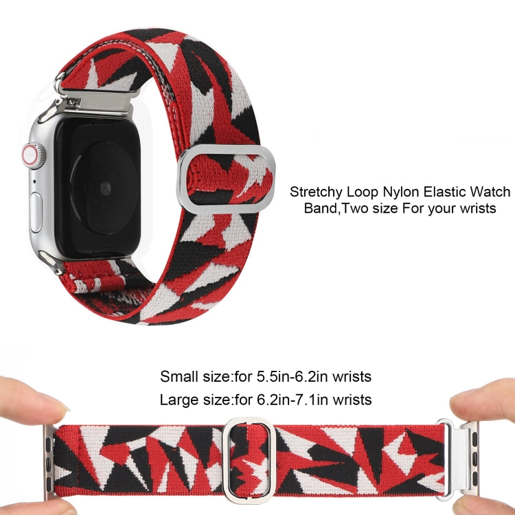 For Apple Watch Ultra 49mm&Watch Ultra 2 49mm / Series 9&8&7 45mm / SE 3&SE 2&6&SE&5&4 44mm / 3&2&1 42mm Buckle Elastic Nylon Watch Band(Red White) by bashfashion
