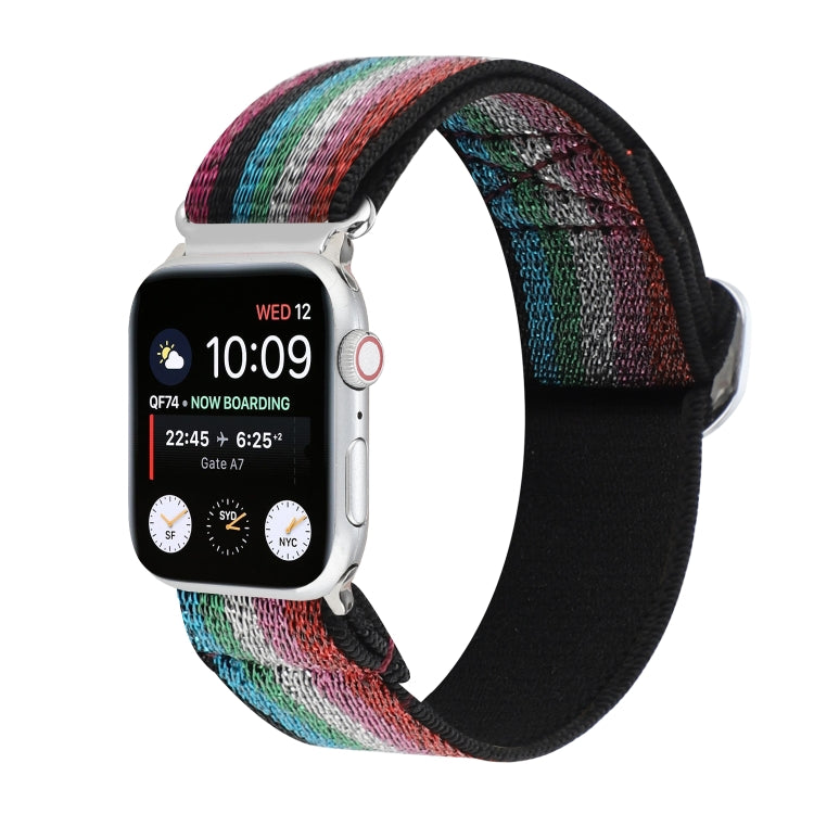 For Apple Watch Ultra 49mm&Watch Ultra 2 49mm / Series 9&8&7 45mm / SE 3&SE 2&6&SE&5&4 44mm / 3&2&1 42mm Buckle Elastic Nylon Watch Band(Blue Purple) by bashfashion