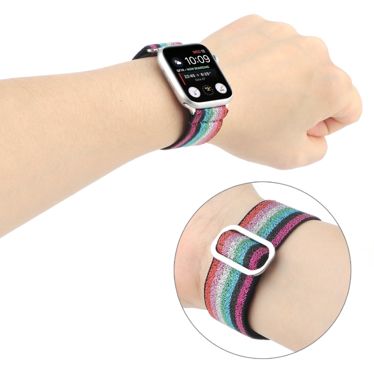 For Apple Watch Ultra 49mm&Watch Ultra 2 49mm / Series 9&8&7 45mm / SE 3&SE 2&6&SE&5&4 44mm / 3&2&1 42mm Buckle Elastic Nylon Watch Band(Blue Purple) by bashfashion