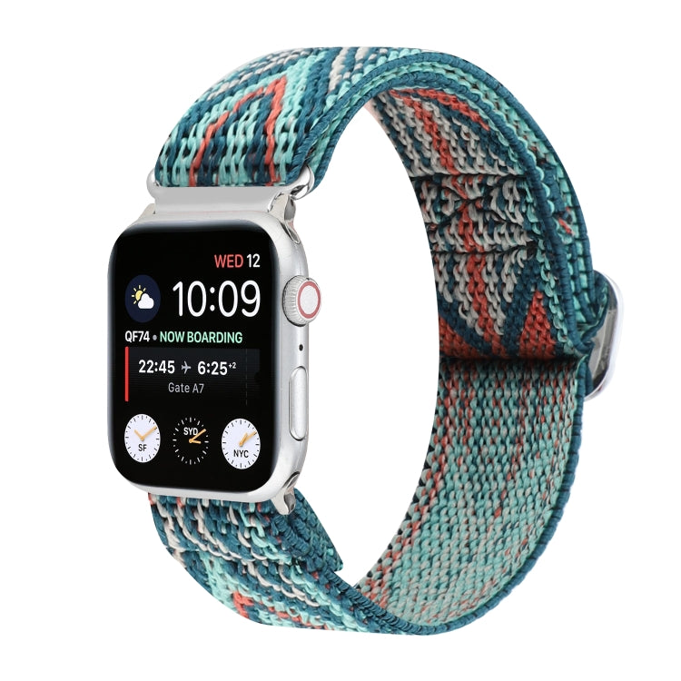 For Apple Watch Ultra 49mm&Watch Ultra 2 49mm / Series 9&8&7 45mm / SE 3&SE 2&6&SE&5&4 44mm / 3&2&1 42mm Buckle Elastic Nylon Watch Band(Blue) by bashfashion