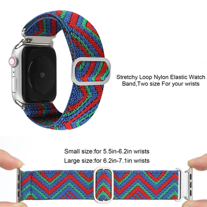For Apple Watch Ultra 49mm&Watch Ultra 2 49mm / Series 9&8&7 45mm / SE 3&SE 2&6&SE&5&4 44mm / 3&2&1 42mm Buckle Elastic Nylon Watch Band(Blue Red) by bashfashion