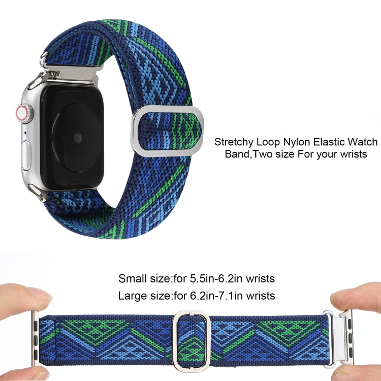 For Apple Watch Ultra 49mm&Watch Ultra 2 49mm / Series 9&8&7 45mm / SE 3&SE 2&6&SE&5&4 44mm / 3&2&1 42mm Buckle Elastic Nylon Watch Band(Dark Blue) by bashfashion