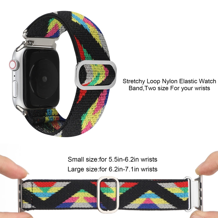 For Apple Watch Ultra 49mm&Watch Ultra 2 49mm / Series 9&8&7 45mm / SE 3&SE 2&6&SE&5&4 44mm / 3&2&1 42mm Buckle Elastic Nylon Watch Band(Yellow Red) by bashfashion
