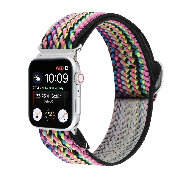 For Apple Watch Ultra 49mm&Watch Ultra 2 49mm / Series 9&8&7 45mm / SE 3&SE 2&6&SE&5&4 44mm / 3&2&1 42mm Buckle Elastic Nylon Watch Band(Pink) by bashfashion