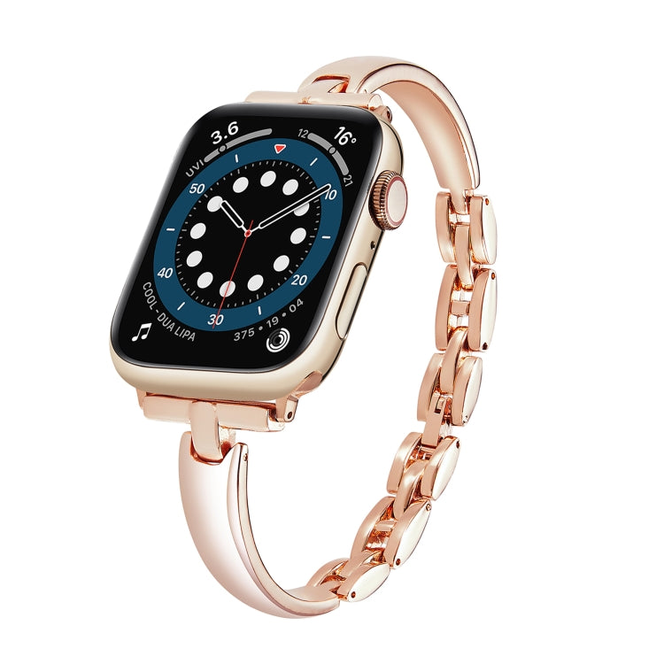Bracelet Chain Metal Watch Band For Apple Watch Series 9&8&7 41mm / SE 3&SE 2&6&SE&5&4 40mm / 3&2&1 38mm(Rose Gold) by bashfashion