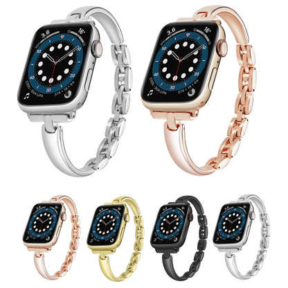 Bracelet Chain Metal Watch Band For Apple Watch Series 9&8&7 41mm / SE 3&SE 2&6&SE&5&4 40mm / 3&2&1 38mm(Black) by bashfashion