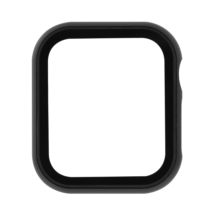 For Apple Watch Series 9 / 8 / 7 45mm Metal Frame + Tempered Glass Protector Case(Black) by bashfashion