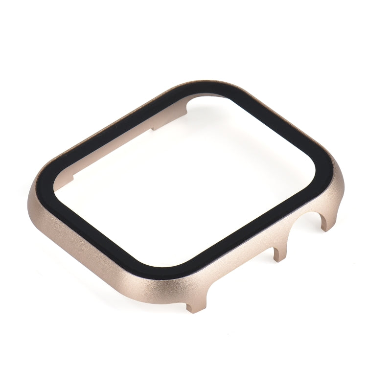 For Apple Watch Series SE 2025&SE2&6&SE&5&4 44mm Metal Frame + Tempered Glass Protector Case(Gold) by bashfashion