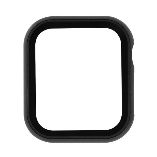 For Apple Watch Series 9 / 8 / 7 41mm Metal Frame + Tempered Glass Protector Case(Black) by bashfashion