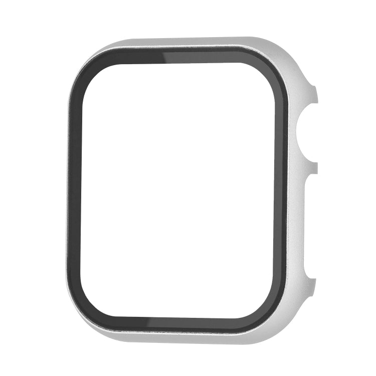 For Apple Watch Series 9 / 8 / 7 41mm Metal Frame + Tempered Glass Protector Case(Silver) by bashfashion