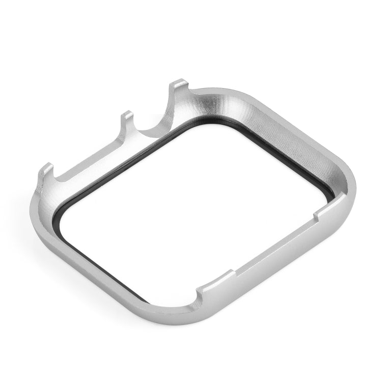 For Apple Watch Series 9 / 8 / 7 41mm Metal Frame + Tempered Glass Protector Case(Silver) by bashfashion