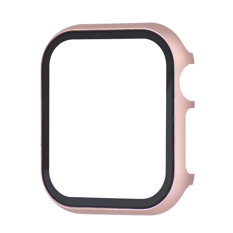 For Apple Watch Series SE 2025&SE2&6&SE&5&4 40mm Metal Frame + Tempered Glass Protector Case(Rose Gold) by bashfashion