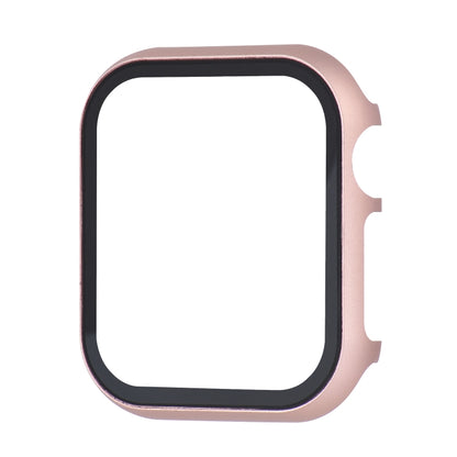 For Apple Watch Series SE 2025&SE2&6&SE&5&4 40mm Metal Frame + Tempered Glass Protector Case(Rose Gold) by bashfashion