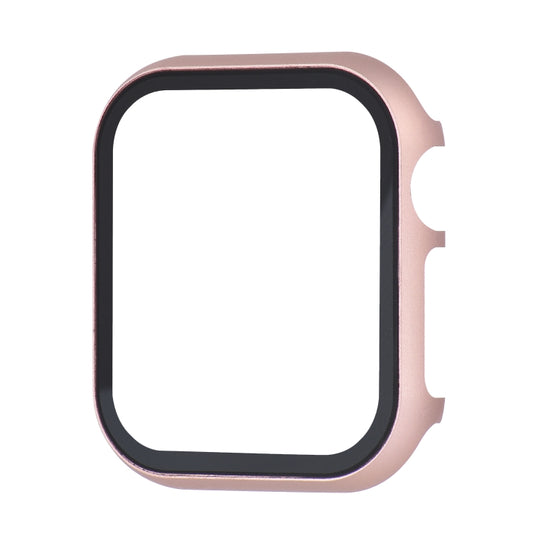 For Apple Watch Series SE 2025&SE2&6&SE&5&4 40mm Metal Frame + Tempered Glass Protector Case(Rose Gold) by bashfashion