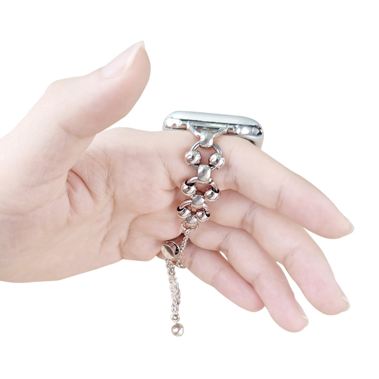 Steel Ball Chain Watch Band For Apple Watch Series 9&8&7 41mm / SE 3&SE 2&6&SE&5&4 40mm / 3&2&1 38mm (Silver) by bashfashion