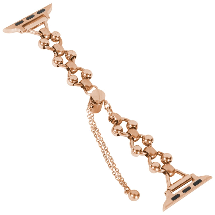 Steel Ball Chain Watch Band For Apple Watch Series 9&8&7 41mm / SE 3&SE 2&6&SE&5&4 40mm / 3&2&1 38mm (Rose Gold) by bashfashion