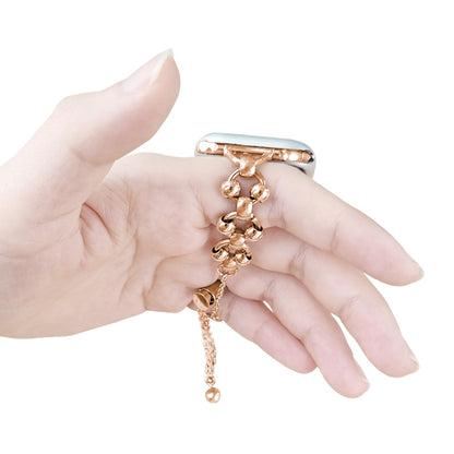 Steel Ball Chain Watch Band For Apple Watch Series 9&8&7 41mm / SE 3&SE 2&6&SE&5&4 40mm / 3&2&1 38mm (Rose Gold) by bashfashion