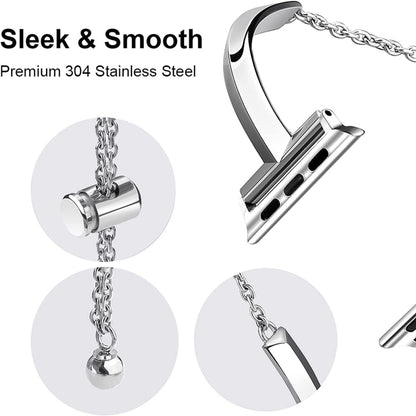 Stainless Steel Bracelet Watch Band For Apple Watch Series 9&8&7 41mm / SE 3&SE 2&6&SE&5&4 40mm / 3&2&1 38mm(Silver) by bashfashion